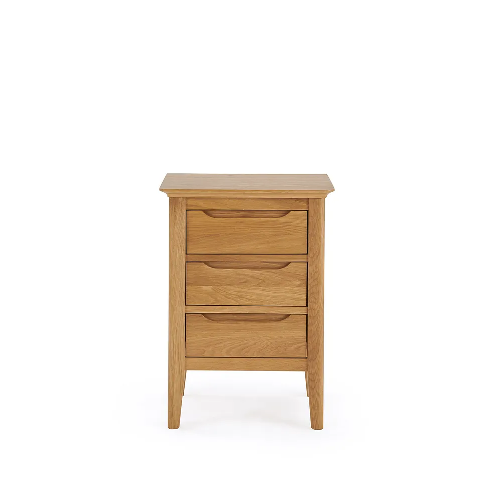 COPENHAGEN 3 Drawer Bedside Table Natural Solid Oak - Image 5