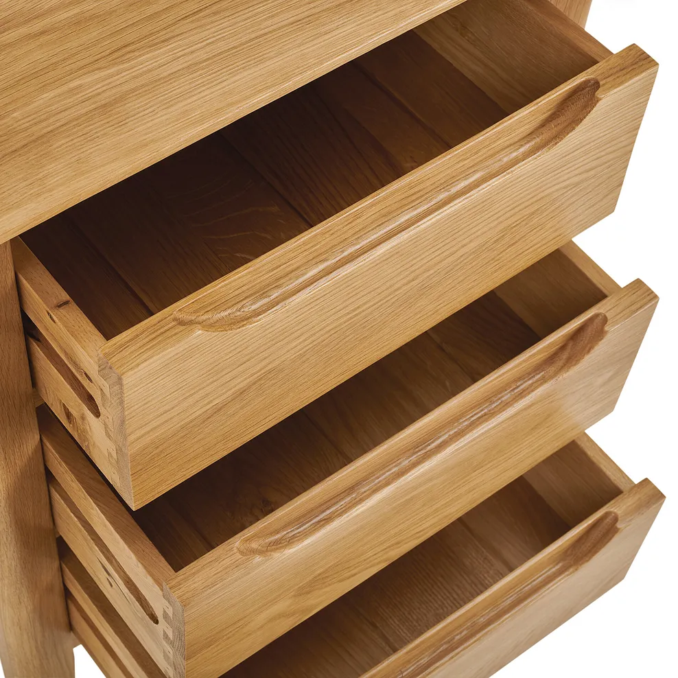 COPENHAGEN 3 Drawer Bedside Table Natural Solid Oak - Image 9