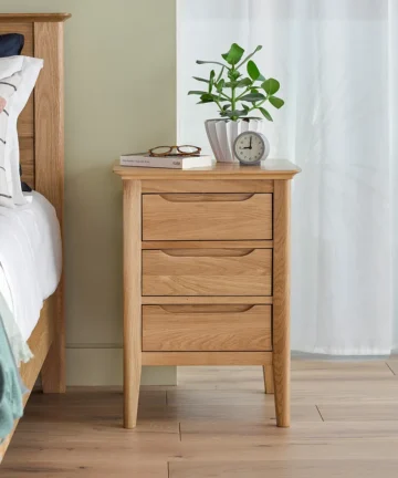 COPENHAGEN 3 Drawer Bedside Table Natural Solid Oak