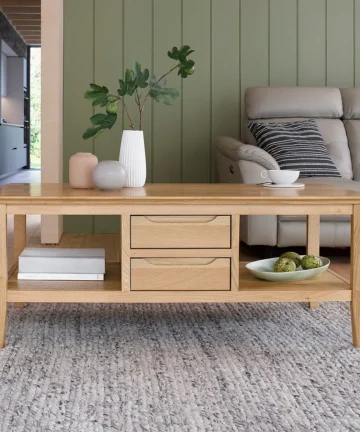 COPENHAGEN 4 Drawer Coffee Table Natural Solid Oak