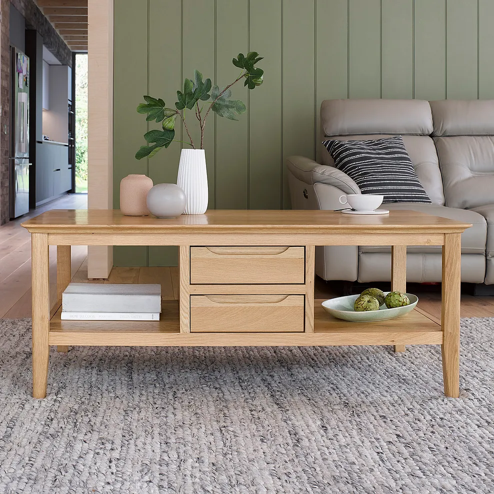 COPENHAGEN 4 Drawer Coffee Table Natural Solid Oak
