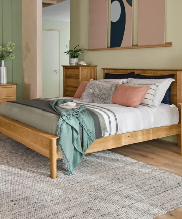 COPENHAGEN King-Size Bed Natural Solid Oak