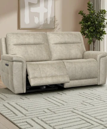 DALTON 3 Seater Electric Recliner Sofa Marble Cream Fabric