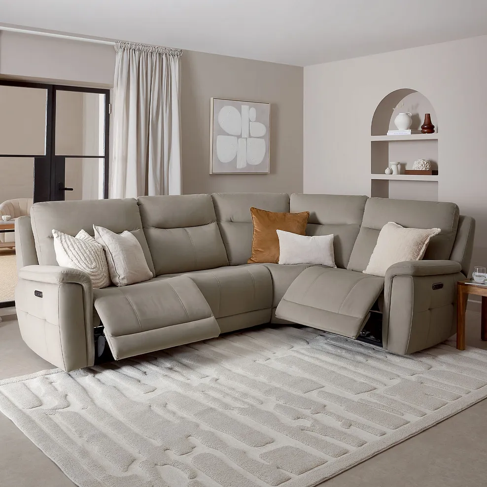 DALTON Corner Electric Recliner Left Hand Bella Latte Fabric - Image 3