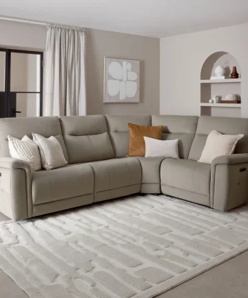 DALTON Corner Electric Recliner Left Hand Bella Latte Fabric