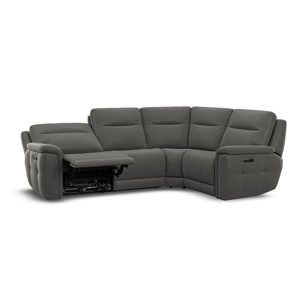 DALTON Corner Electric Recliner Left Hand Elephant Grey Leather - Image 4