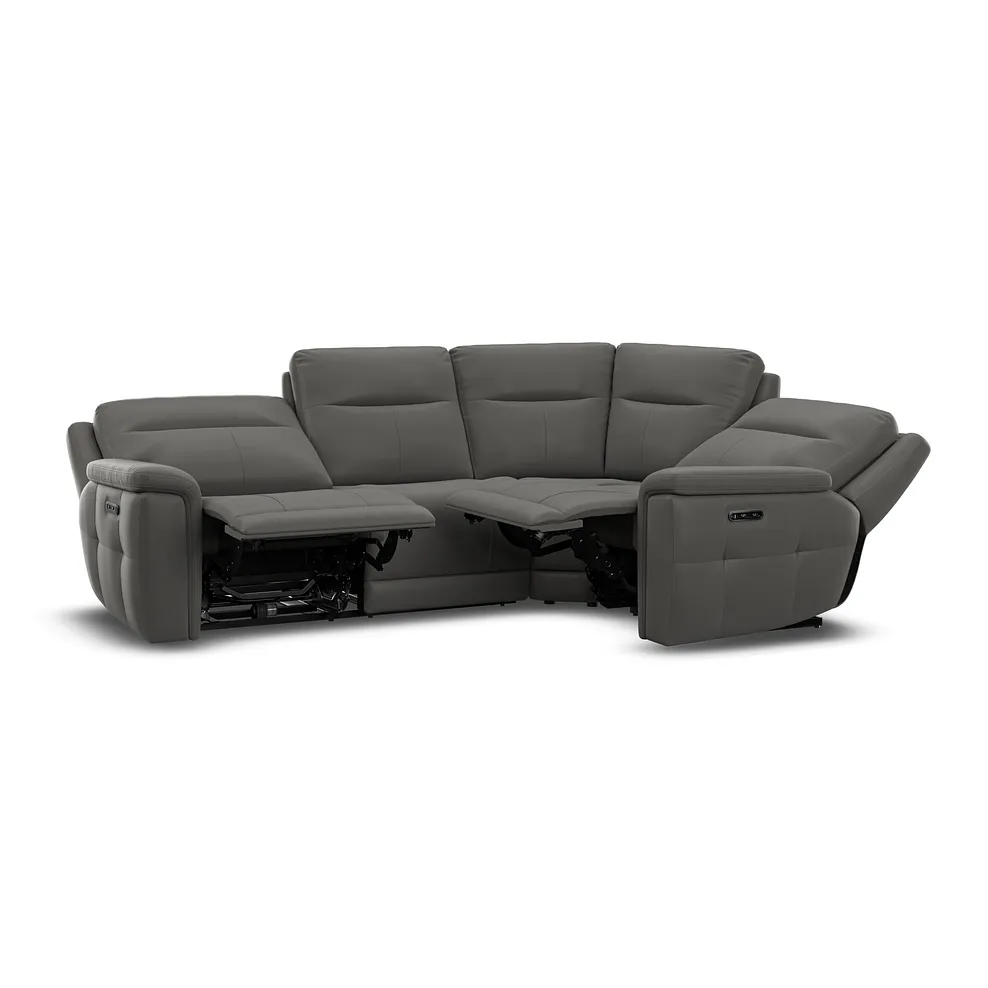 DALTON Corner Electric Recliner Left Hand Elephant Grey Leather - Image 5