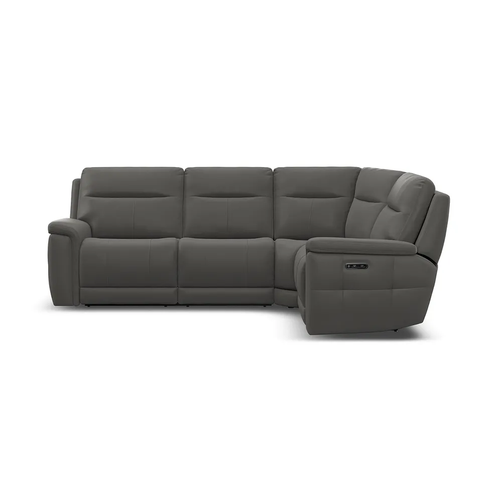 DALTON Corner Electric Recliner Left Hand Elephant Grey Leather - Image 6