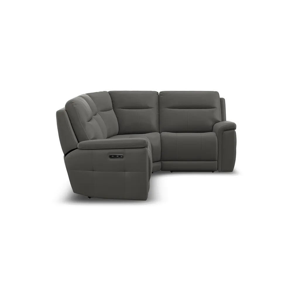 DALTON Corner Electric Recliner Left Hand Elephant Grey Leather - Image 8