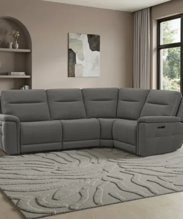 DALTON Corner Electric Recliner Left Hand Elephant Grey Leather