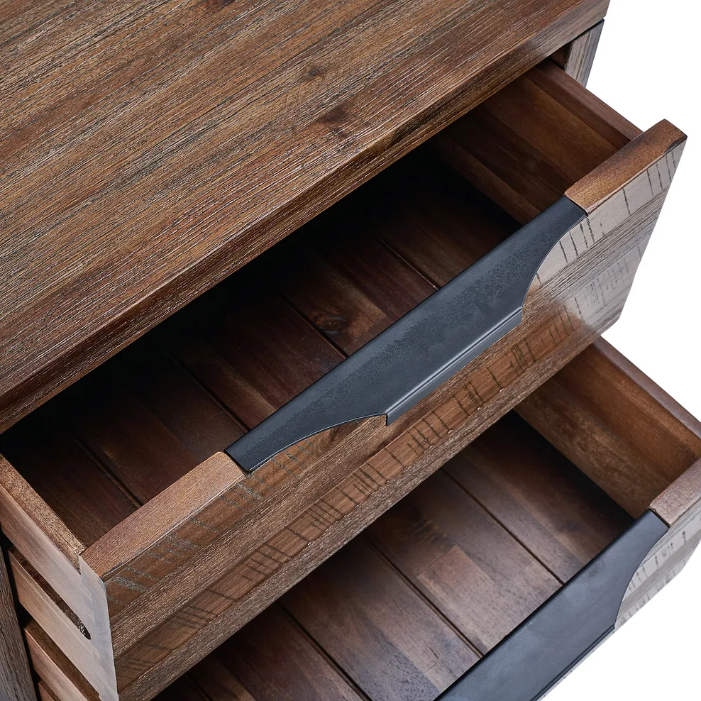 DETROIT 2 Drawer Bedside Table Solid Hardwood & Metal - Image 7