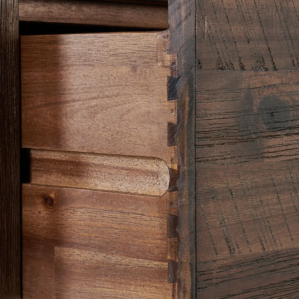 DETROIT 2 Drawer Bedside Table Solid Hardwood & Metal - Image 6