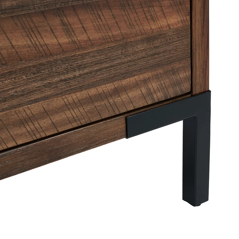DETROIT 2 Drawer Bedside Table Solid Hardwood & Metal - Image 5