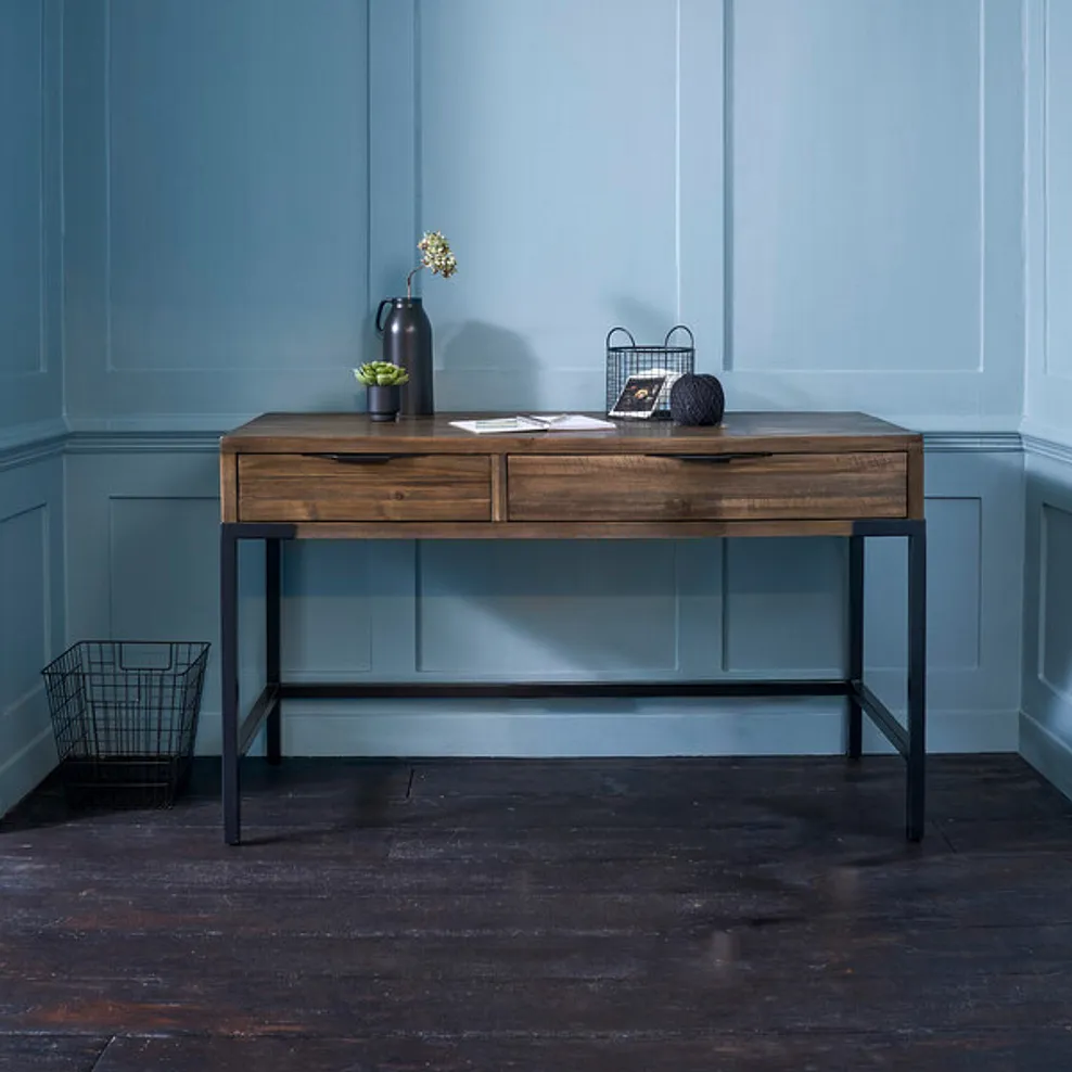 DETROIT Desk Solid Hardwood & Metal