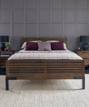 DETROIT Double Bed Solid Hardwood & Metal