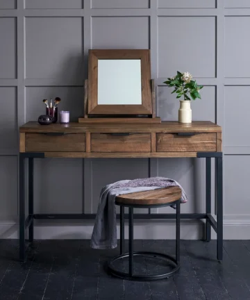 DETROIT Dressing Table Solid Hardwood & Metal