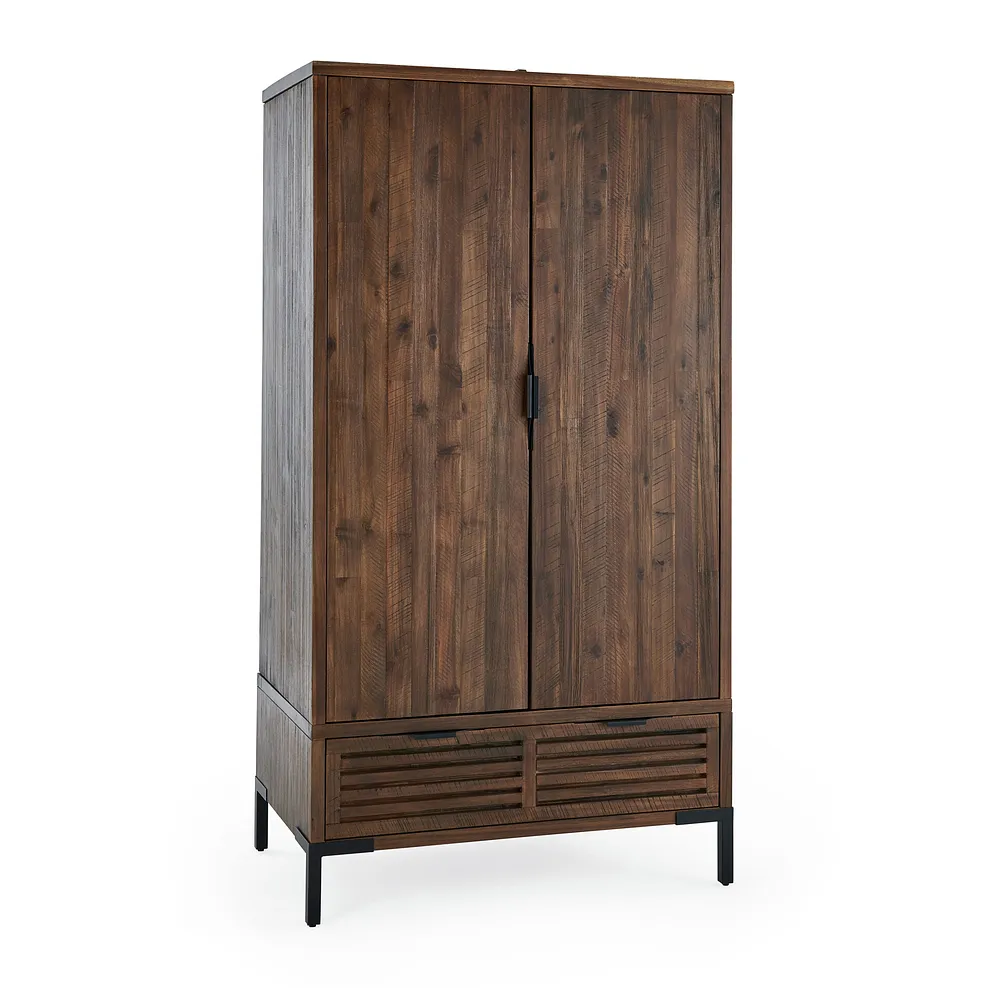 DETROIT Double Wardrobe Solid Hardwood & Metal - Image 2