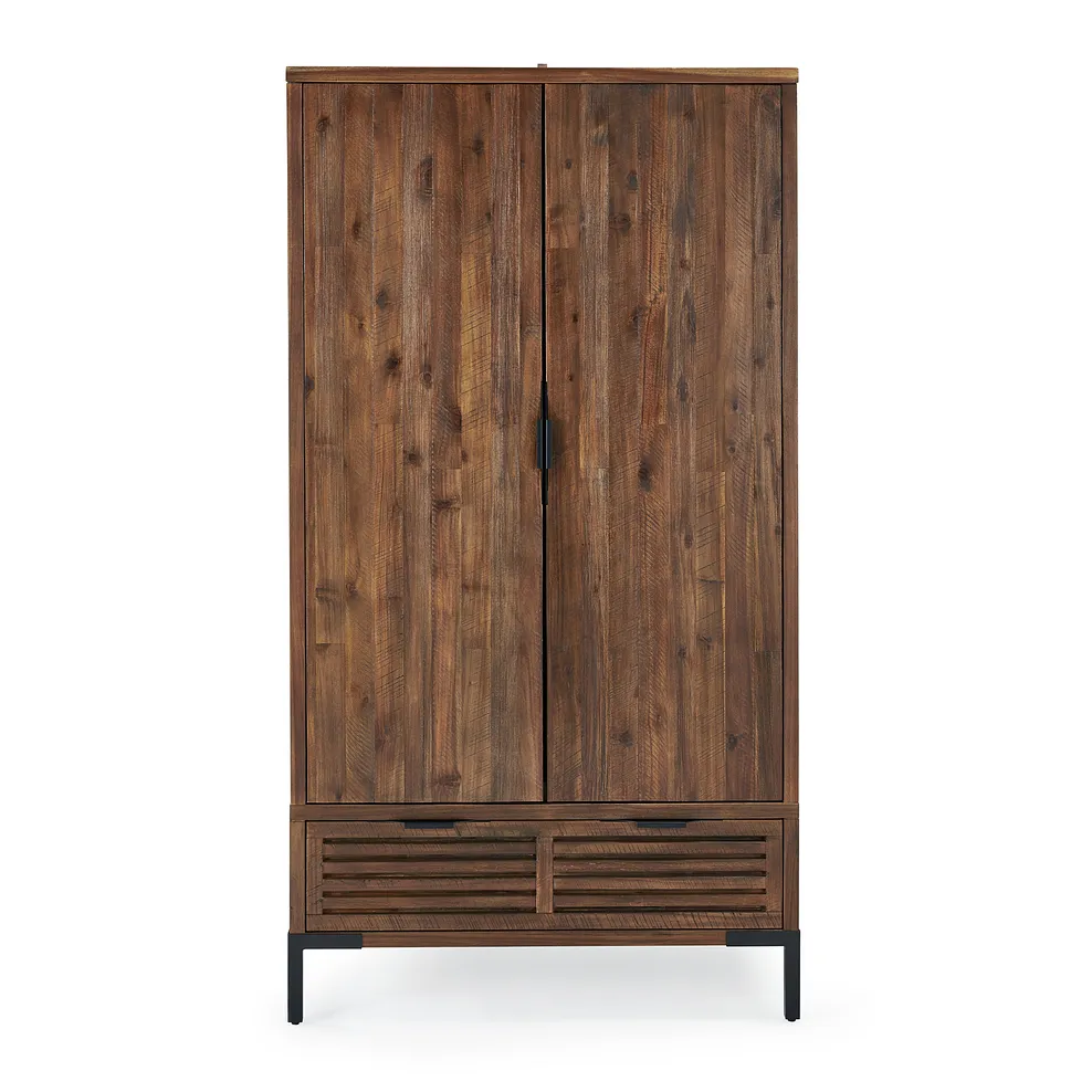 DETROIT Double Wardrobe Solid Hardwood & Metal - Image 4