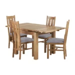 DORSET 3ft Extending Dining Table with 4 Chairs Natural Solid Oak