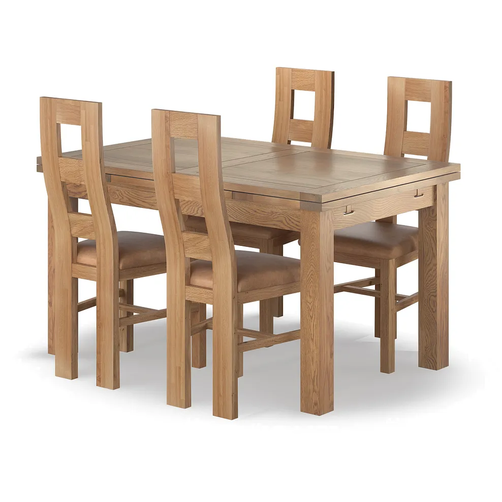 DORSET Extending Dining Set with 4 Chairs Natural Oak - Image 2