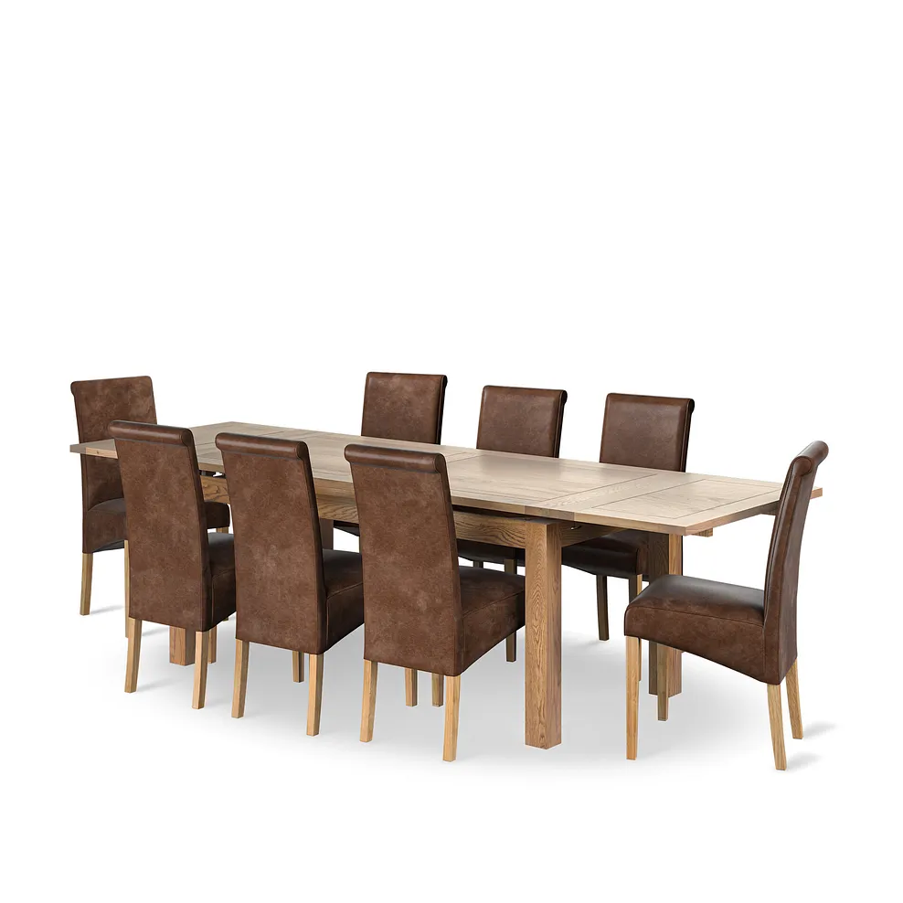 DORSET 6ft Dining Table with 8 Chairs Natural Solid Oak - Image 2