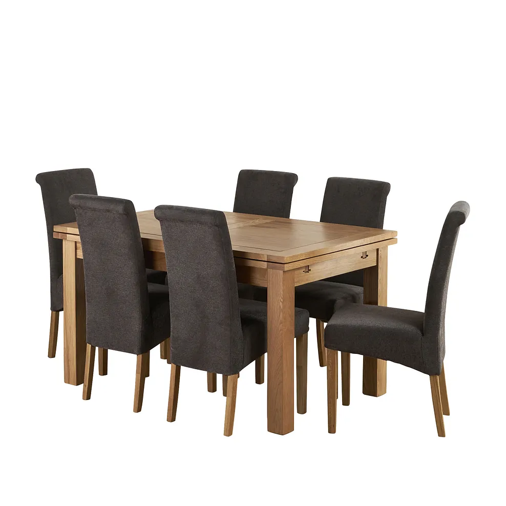 DORSET 4ft 7" Extending Dining Table with 6 Chairs Natural Solid Oak - Image 2