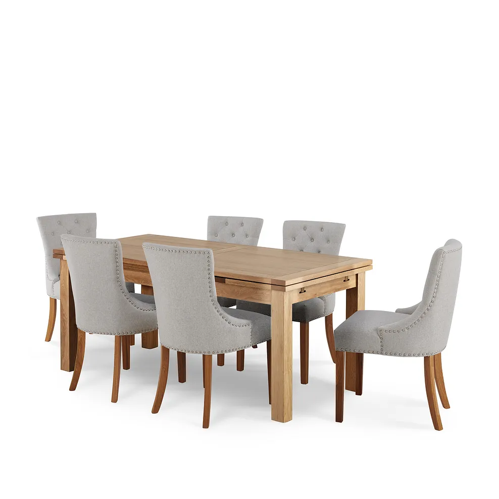 DORSET 6ft Dining Table with 6 Chairs Natural Solid Oak - Image 2
