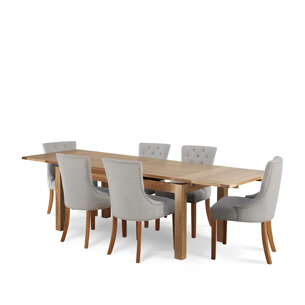 DORSET 6ft Dining Table with 6 Chairs Natural Solid Oak