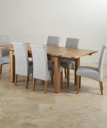 DORSET 4ft 7" Extending Dining Table with 6 Chairs Natural Solid Oak