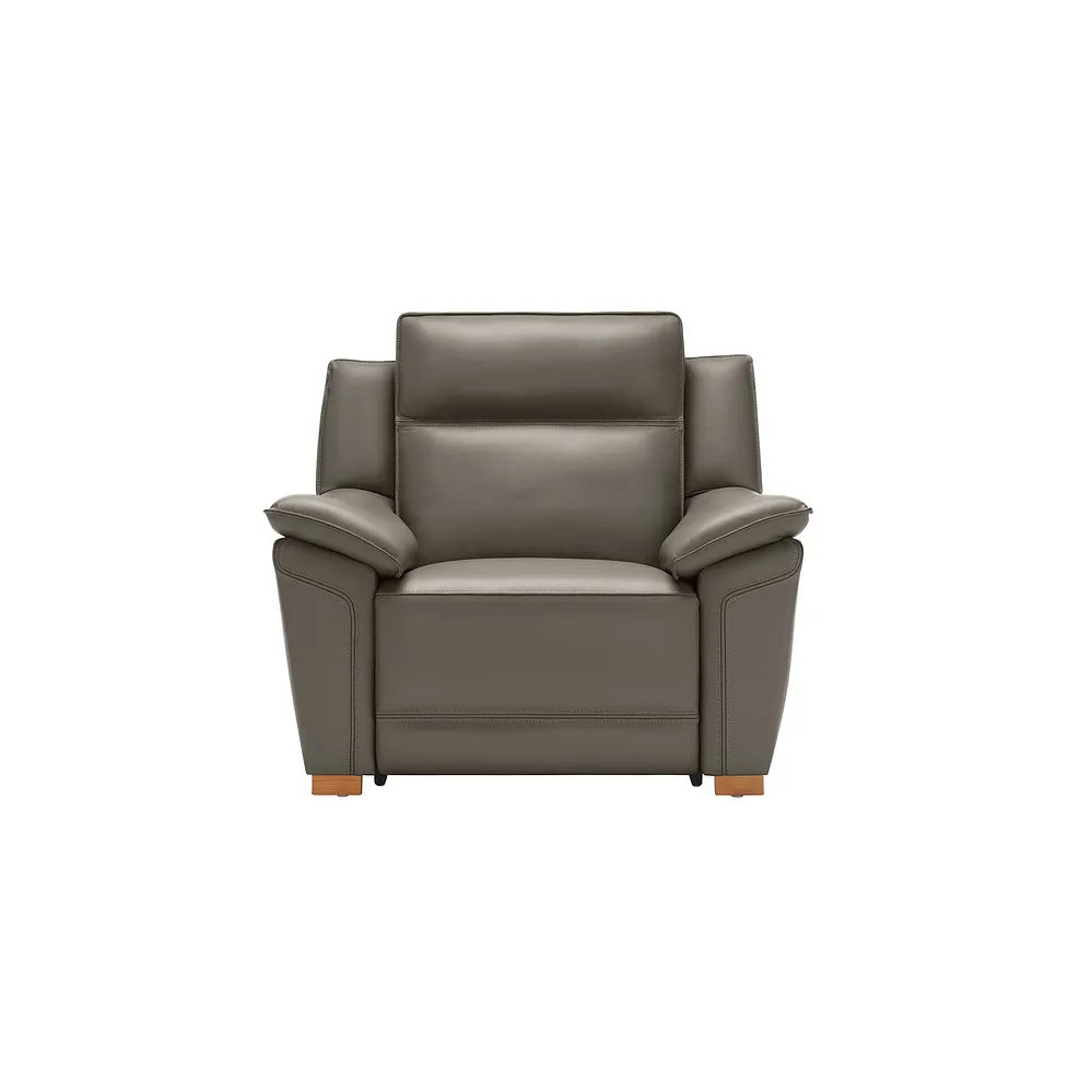 DUNE Electric Recliner Armchair with Power Headrest Elephant Grey Leather - Image 6