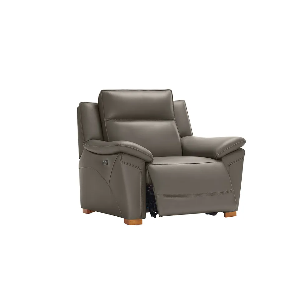 DUNE Electric Recliner Armchair with Power Headrest Elephant Grey Leather - Image 7