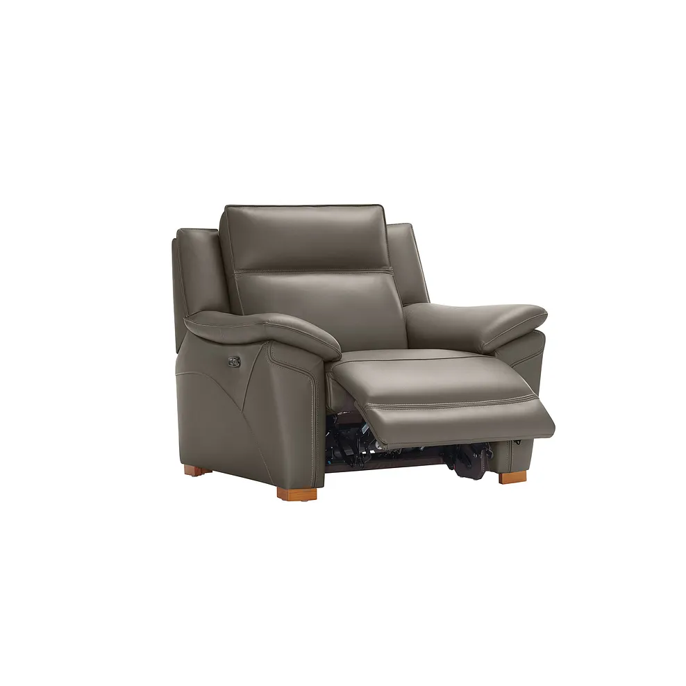 DUNE Electric Recliner Armchair with Power Headrest Elephant Grey Leather - Image 8