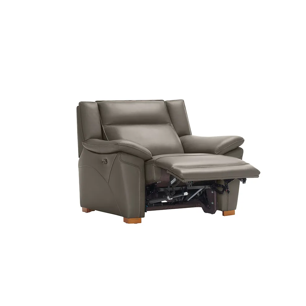 DUNE Electric Recliner Armchair with Power Headrest Elephant Grey Leather - Image 9