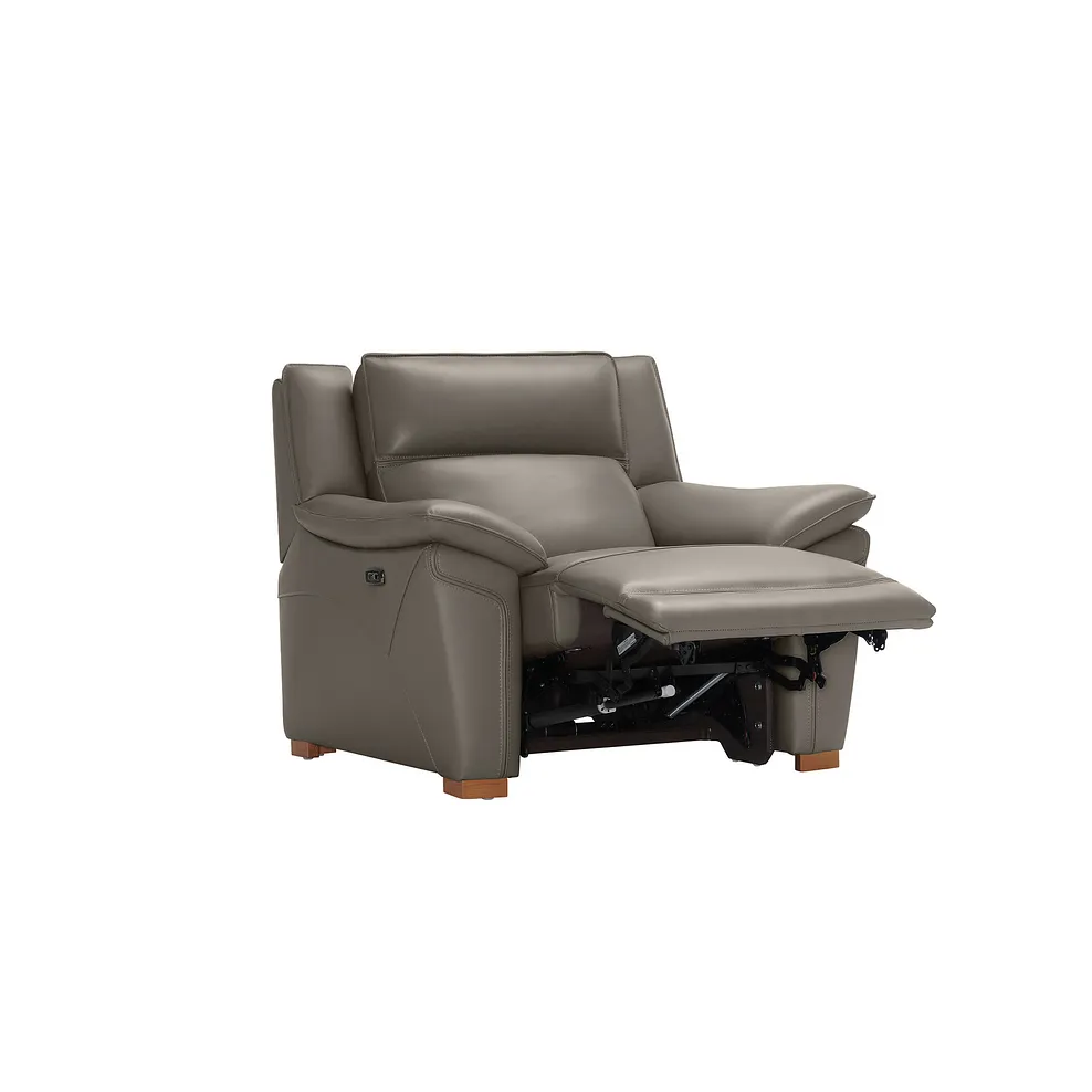 DUNE Electric Recliner Armchair with Power Headrest Elephant Grey Leather - Image 10
