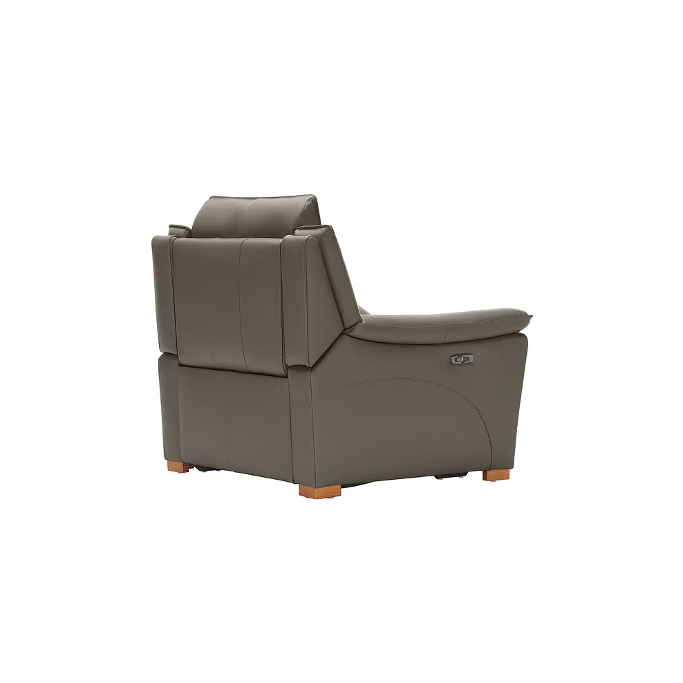 DUNE Electric Recliner Armchair with Power Headrest Elephant Grey Leather - Image 11
