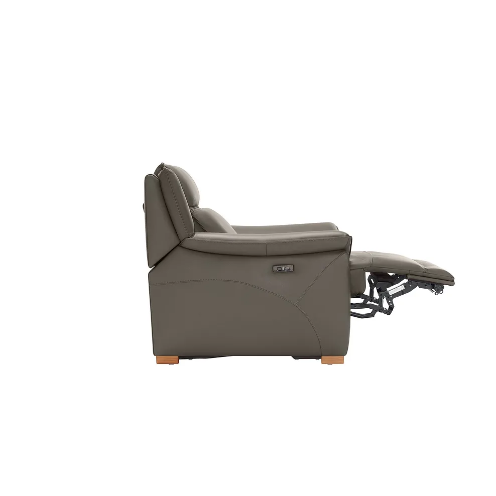 DUNE Electric Recliner Armchair with Power Headrest Elephant Grey Leather - Image 13