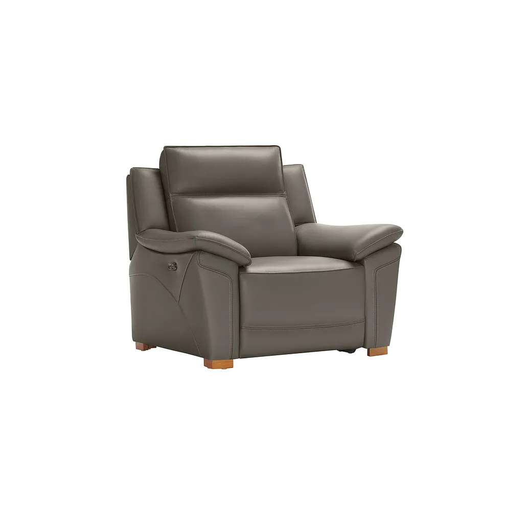 DUNE Electric Recliner Armchair with Power Headrest Elephant Grey Leather - Image 2