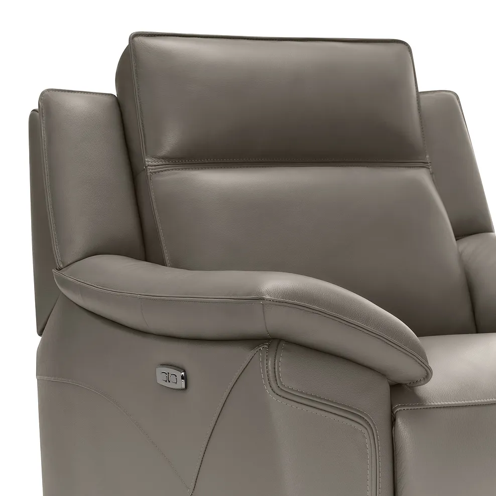 DUNE Electric Recliner Armchair with Power Headrest Elephant Grey Leather - Image 17
