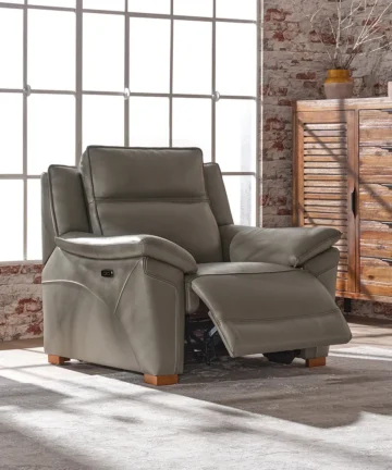 DUNE Electric Recliner Armchair with Power Headrest Elephant Grey Leather