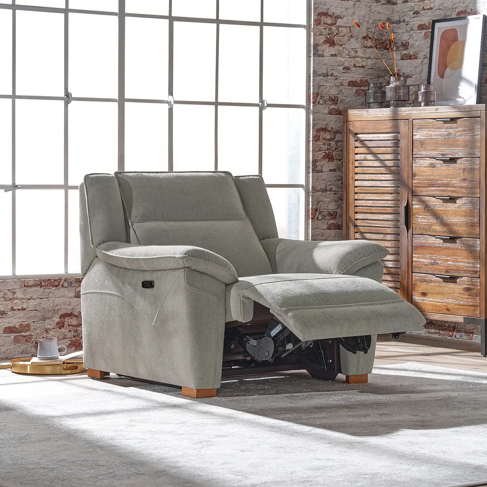 DUNE Electric Recliner Armchair Sense Light Grey Fabric