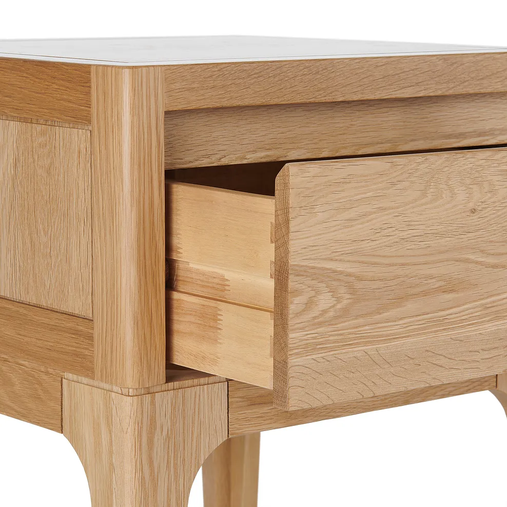 DURHAM 1 Drawer Bedside Table Natural Oak - Image 8