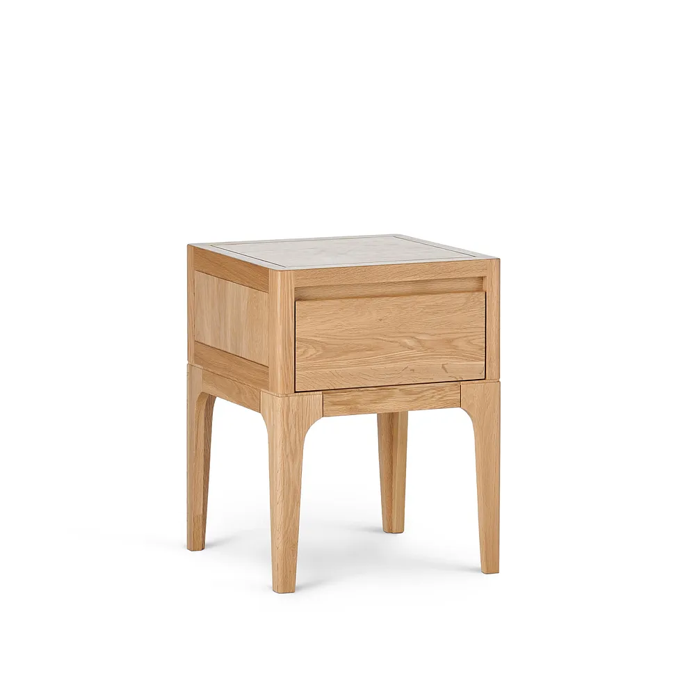 DURHAM 1 Drawer Bedside Table Natural Oak - Image 2