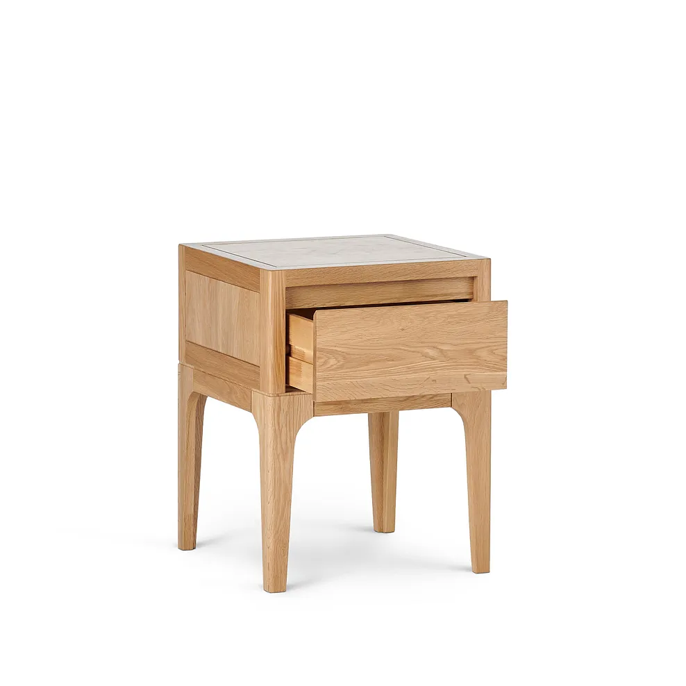 DURHAM 1 Drawer Bedside Table Natural Oak - Image 5