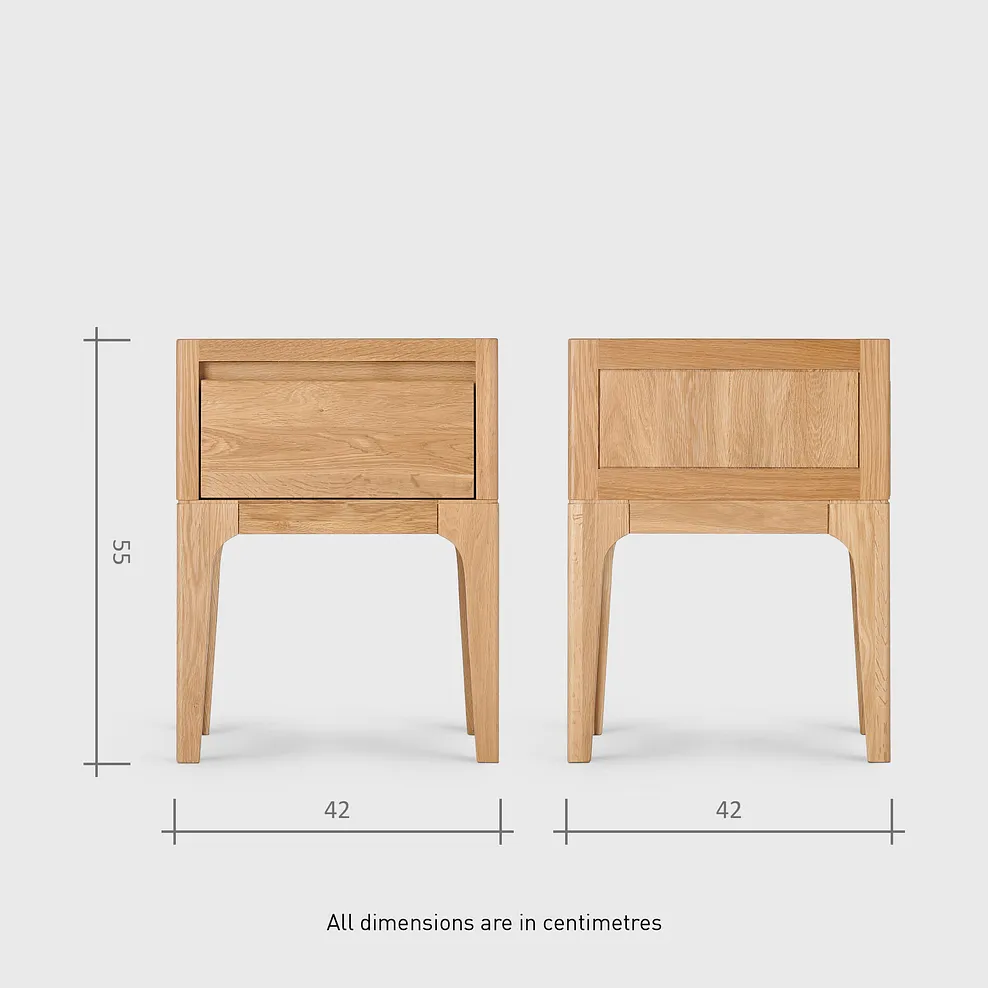 DURHAM 1 Drawer Bedside Table Natural Oak - Image 10