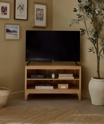 DURHAM Corner TV Unit Natural Oak