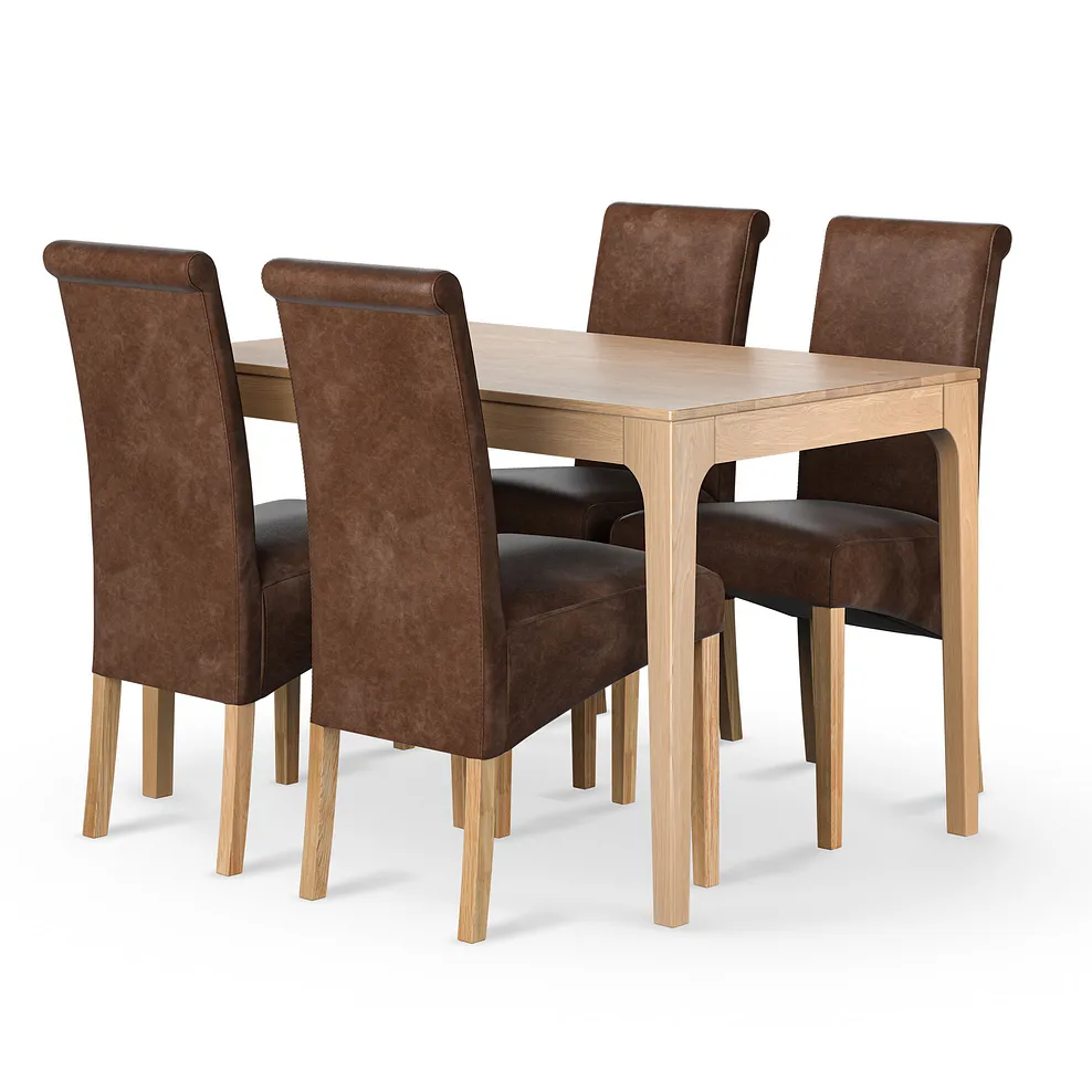 DURHAM Dining Set with 4 Chairs Natural Oak - Image 2