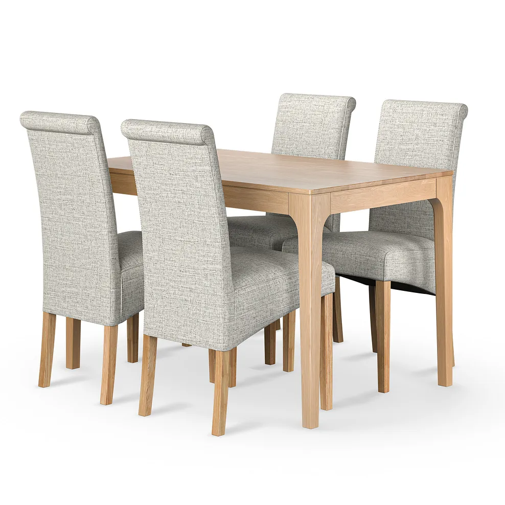 DURHAM Dining Set with 4 Chairs Natural Oak - Image 2
