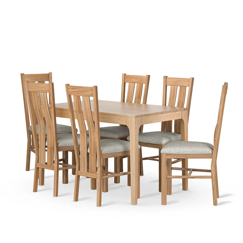 DURHAM Dining Set with 6 Chairs Natural Oak - Image 2