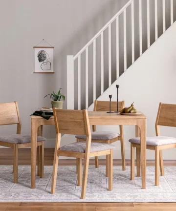 DURHAM Dining Table and 4 Chairs Natural Oak