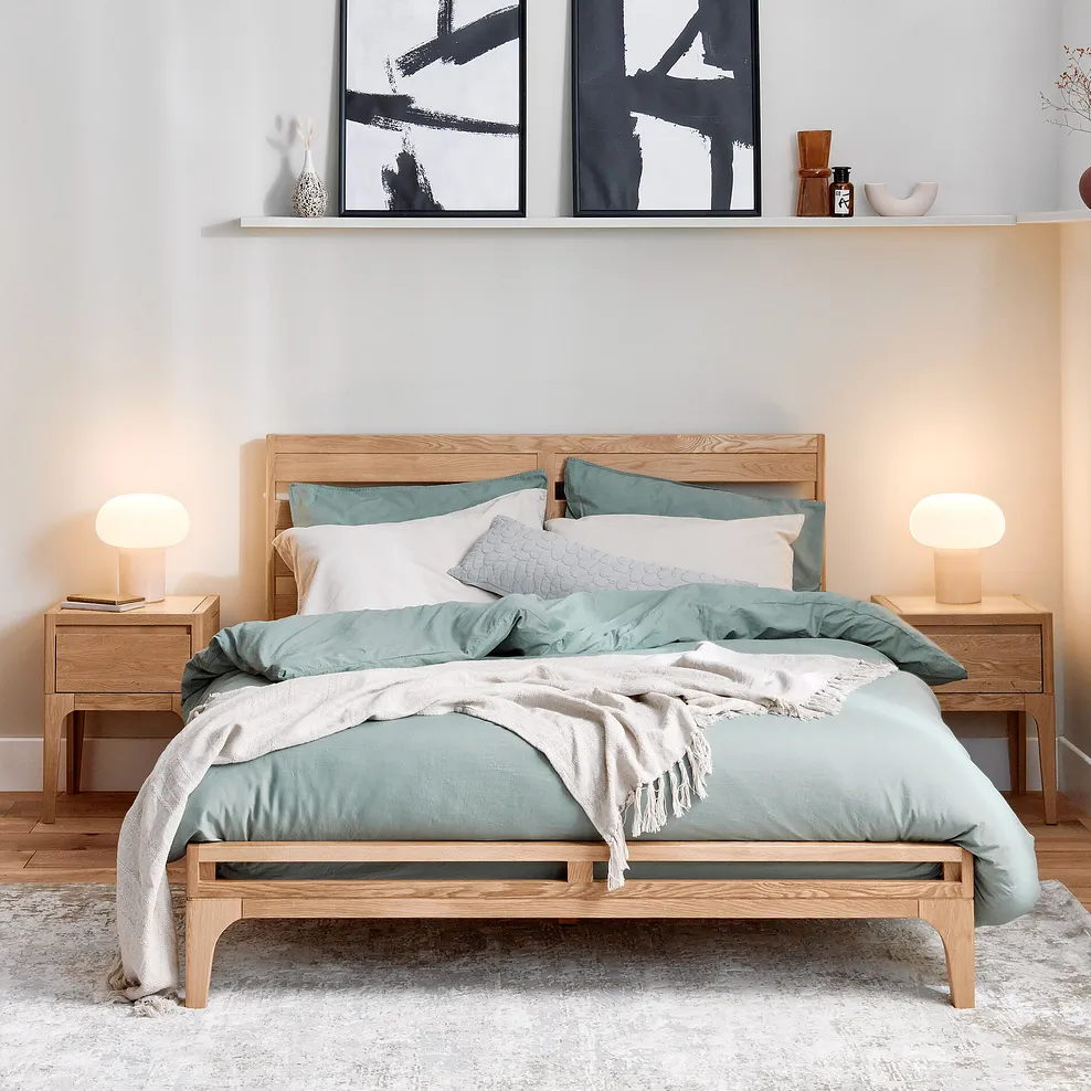 DURHAM King-Size Bed Natural Oak